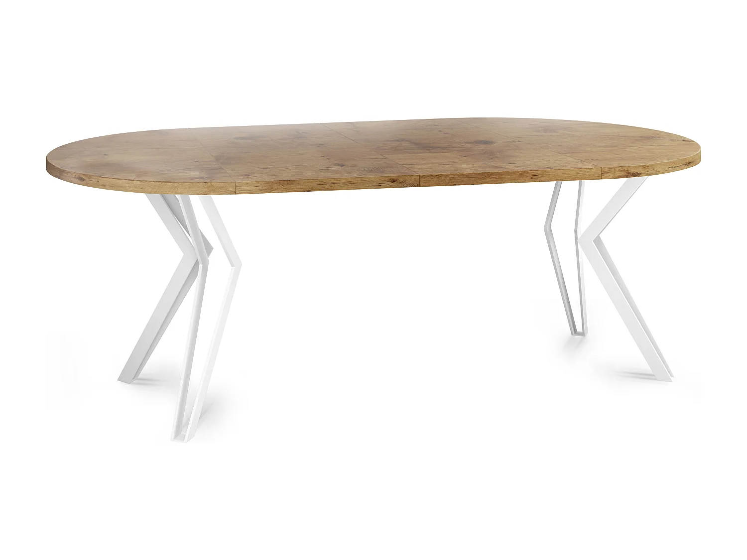 Runder Tisch für das Esszimmer - 100 oder 120 cm Durchmesser - Ausziehbarer Tisch mit Pulverbeschichteten Weißen Metallbeinen - 100 cm - Lancelot Eiche