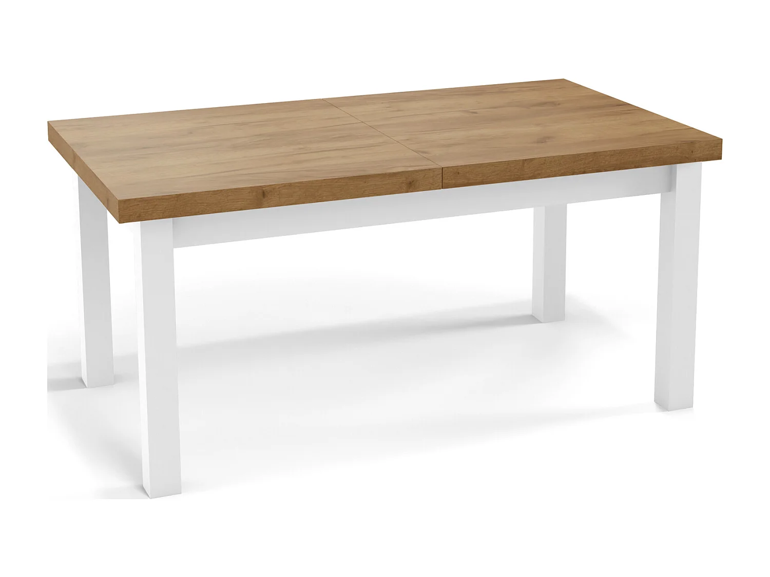 Moderner Rechteckiger Ausziehbarer Esstisch - Platzsparend - Weißen Holzbeine - 160 bis 210 cm - Hergestellt in EU - 160 x 90 cm - Wotan Eiche