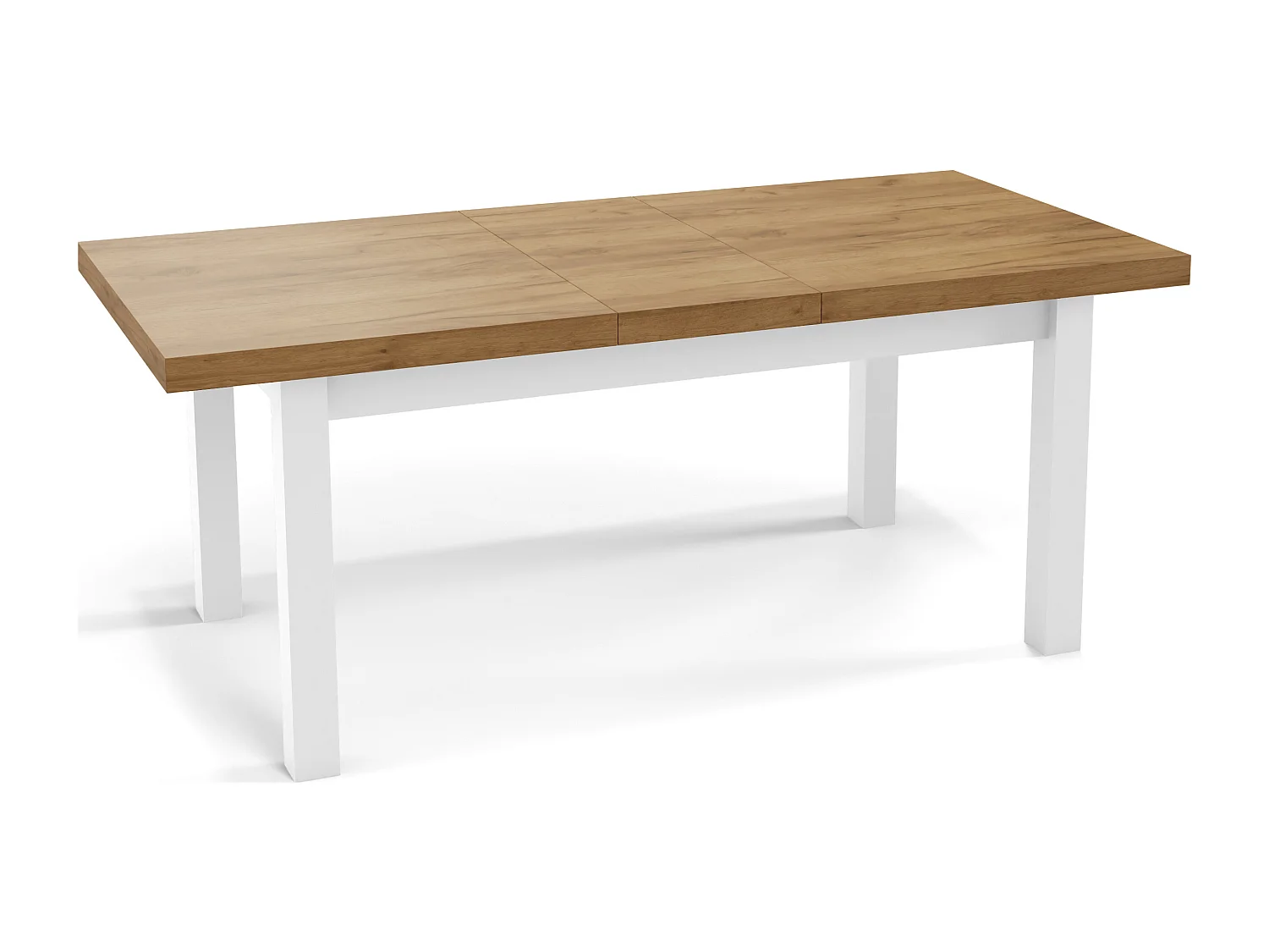 Moderner Rechteckiger Ausziehbarer Esstisch - Platzsparend - Weißen Holzbeine - 160 bis 210 cm - Hergestellt in EU - 160 x 90 cm - Wotan Eiche