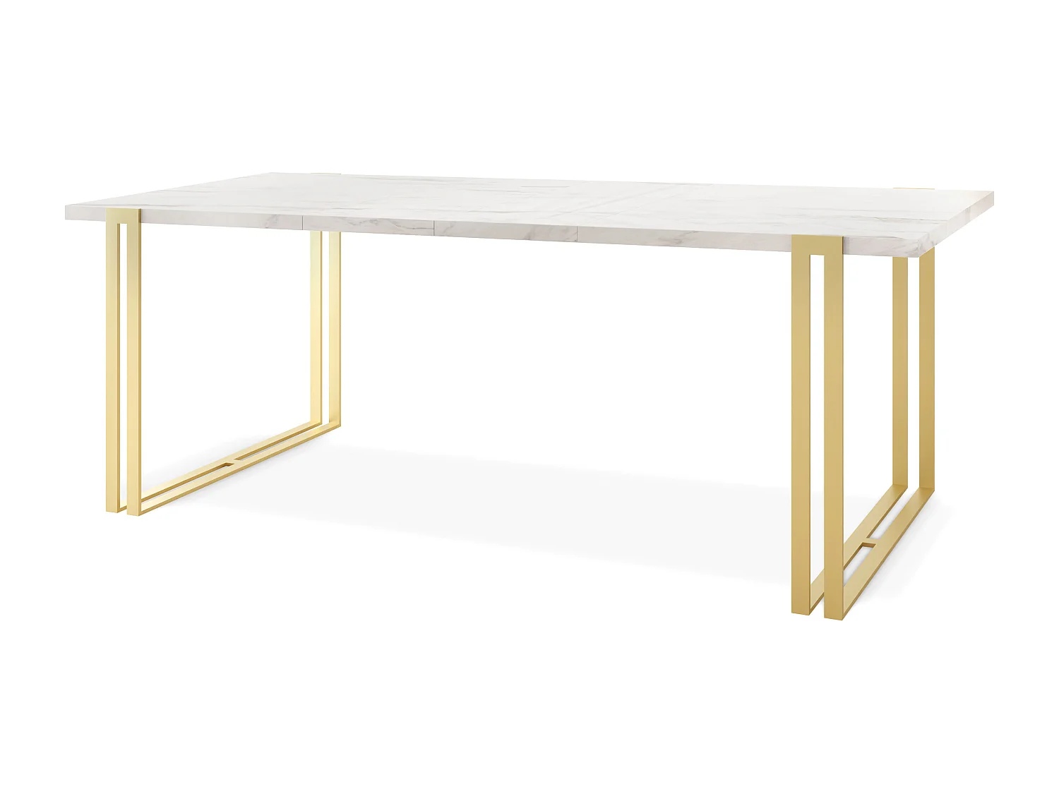Table à Manger Extensible - Table Style Loft en Métal - Table Style Industriel Pour le Salon - Gain de Place - 120 / 220 cm - Marmor/Doré - 120 x 80 cm