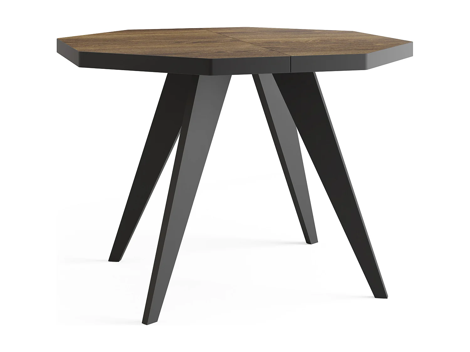Table à Manger Extensible Moderne avec Pieds Noirs - Plateau en Panneau Stratifié, Style Loft - Arvadonna Châtaigne - 100/150