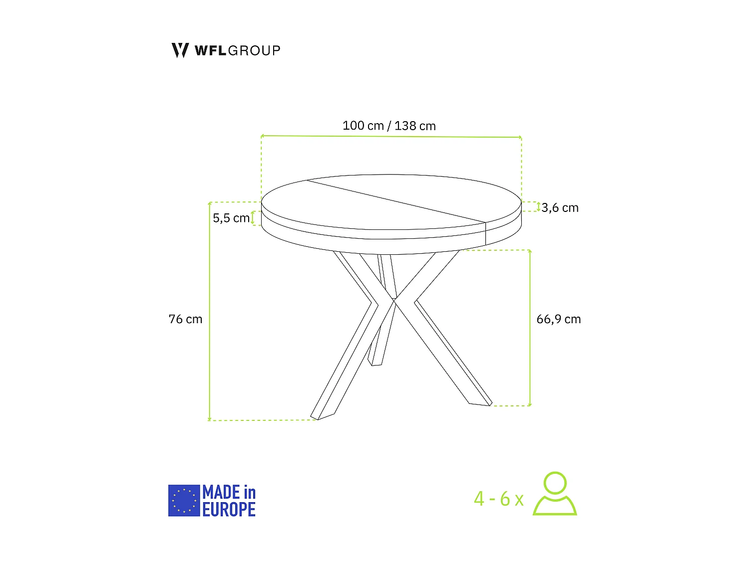 Runder Ausziehbarer Esstisch im Loft-Stil - Industrieller Tisch mit Schwarzen Metallbeinen - Platzsparender Tisch für Wohnzimmer - Craft Eiche - 100 bis 140 cm