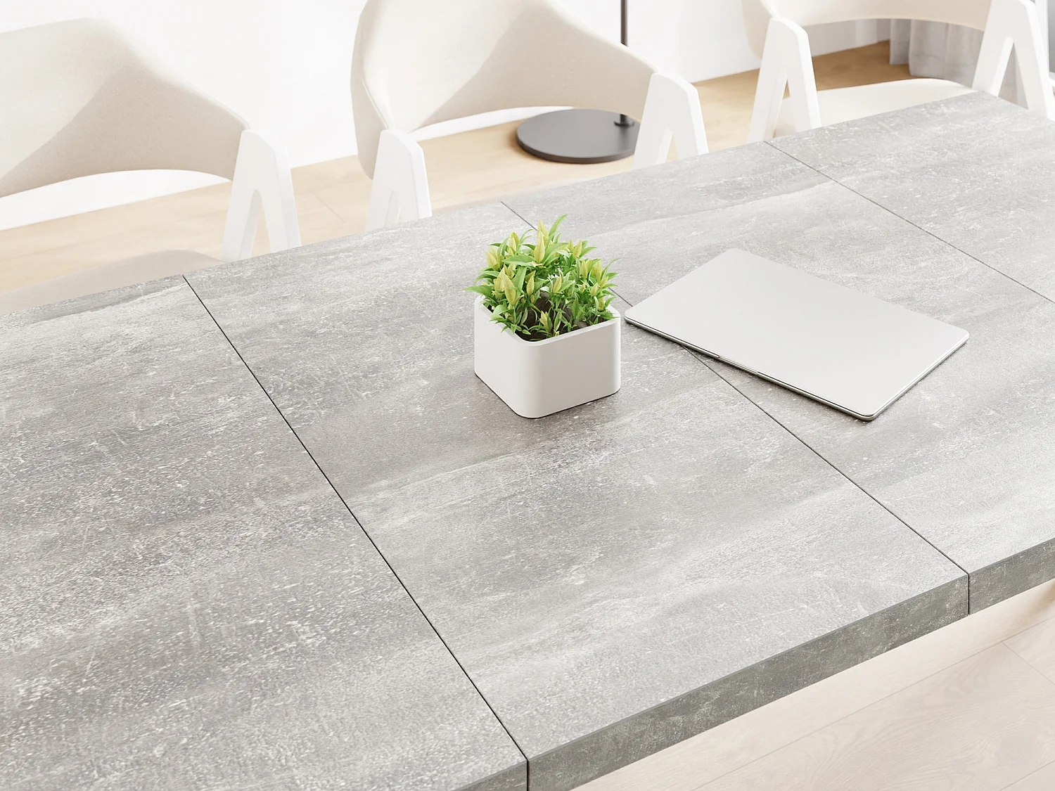 Table à Manger Carrée Extensible Quadro 100-150 cm - Table de Salle à Manger Industrielle avec Pieds Noirs pour 4-6 Personnes - Style Loft - Beton Gris