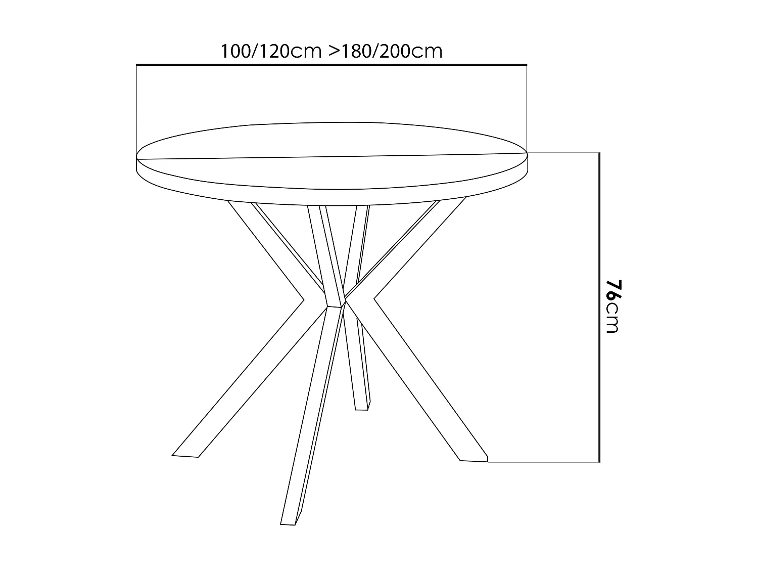 Runder Esstisch Ausziehbar ⌀ 120 cm - Goldene X-Beine - Weiß - EU Herstellung