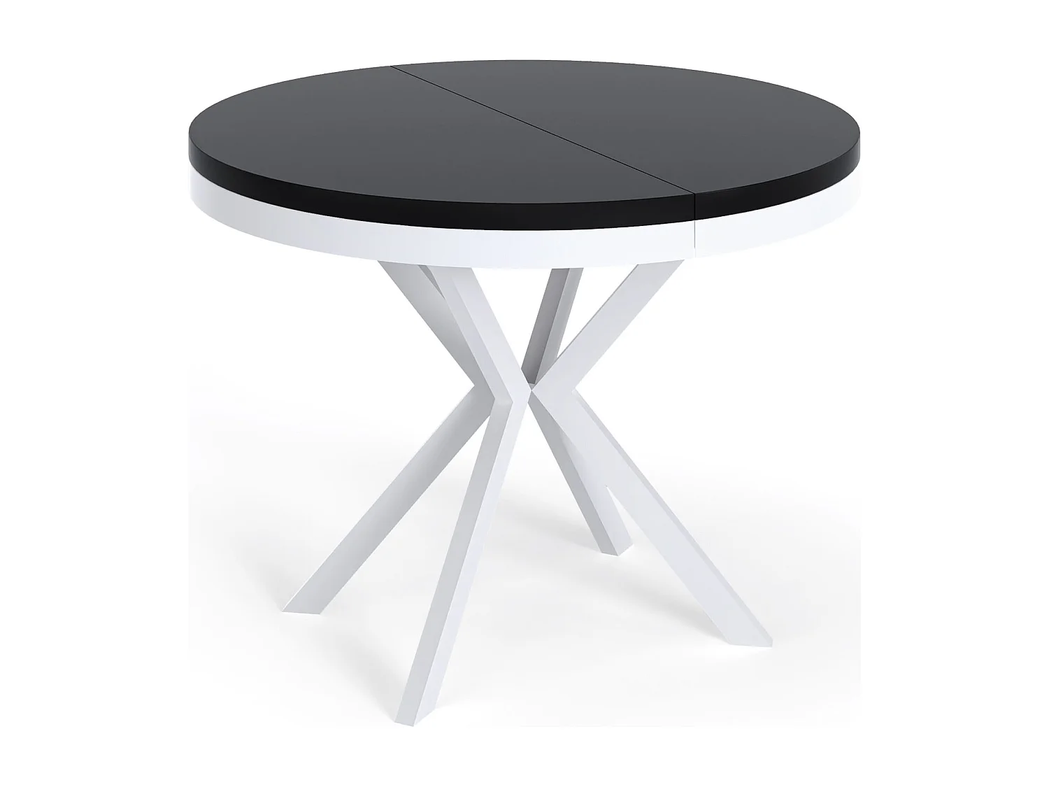 Runder Ausziehbarer Esstisch - Loft Style Tisch mit Weißen Metallbeinen - 90 bis 170 cm - Industrieller Tisch für Wohnzimmer - Kompakt - 90 cm - Schwarz