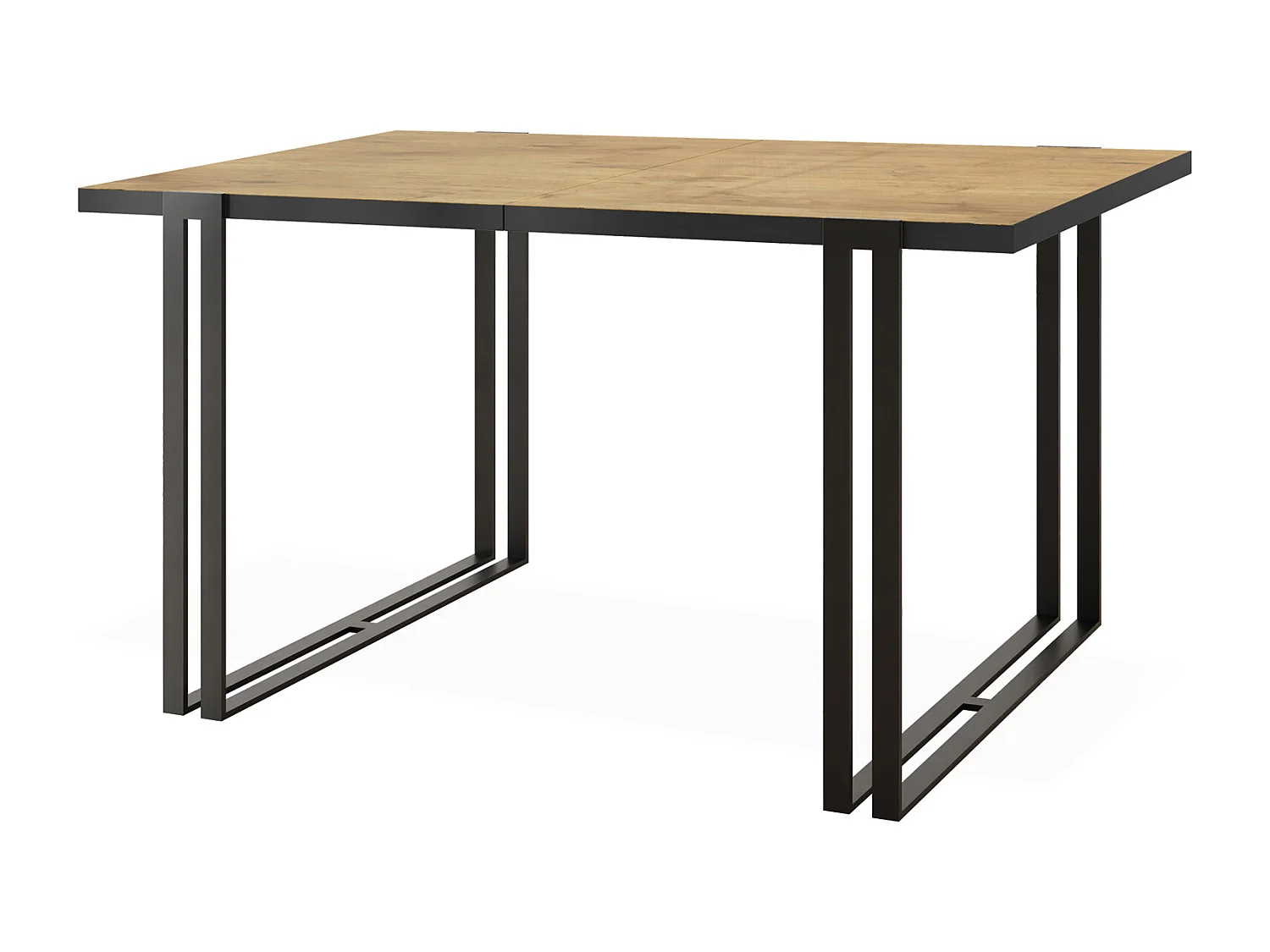 Ausziehbarer Esstisch mit Tischrand schwarzes Dekor - Großer Tisch im Loft-Stil mit Schwarzen Metallbeinen 120 bis 220 cm - 120 x 80 cm - Lancelot Eiche