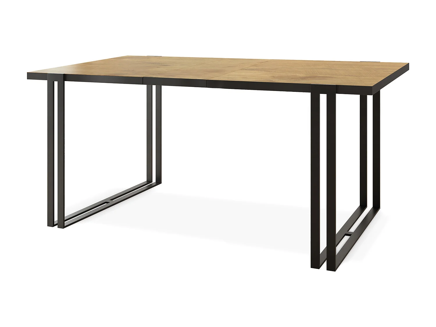 Ausziehbarer Esstisch mit Tischrand schwarzes Dekor - Großer Tisch im Loft-Stil mit Schwarzen Metallbeinen 120 bis 220 cm - 120 x 80 cm - Lancelot Eiche