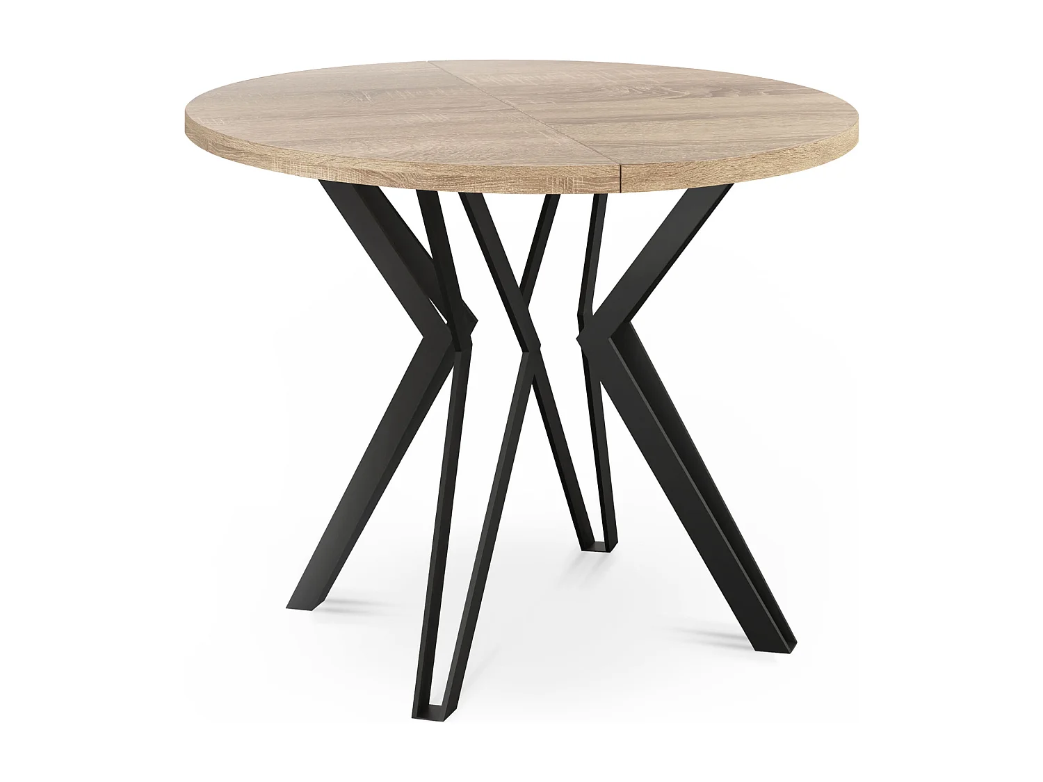 Runder Tisch für das Esszimmer - 100 oder 120 cm Durchmesser - Ausziehbarer Tisch mit Pulverbeschichteten Schwarzen Metallbeinen - 120 cm - Sonoma Eiche