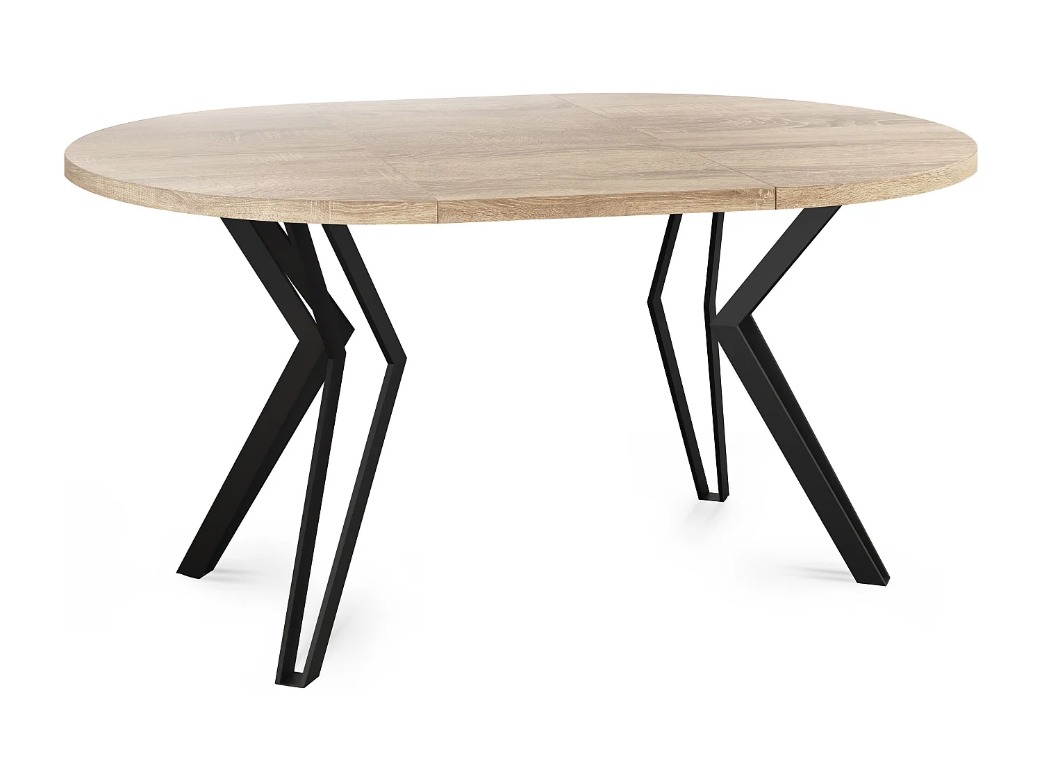 Runder Tisch für das Esszimmer - 100 oder 120 cm Durchmesser - Ausziehbarer Tisch mit Pulverbeschichteten Schwarzen Metallbeinen - 120 cm - Sonoma Eiche