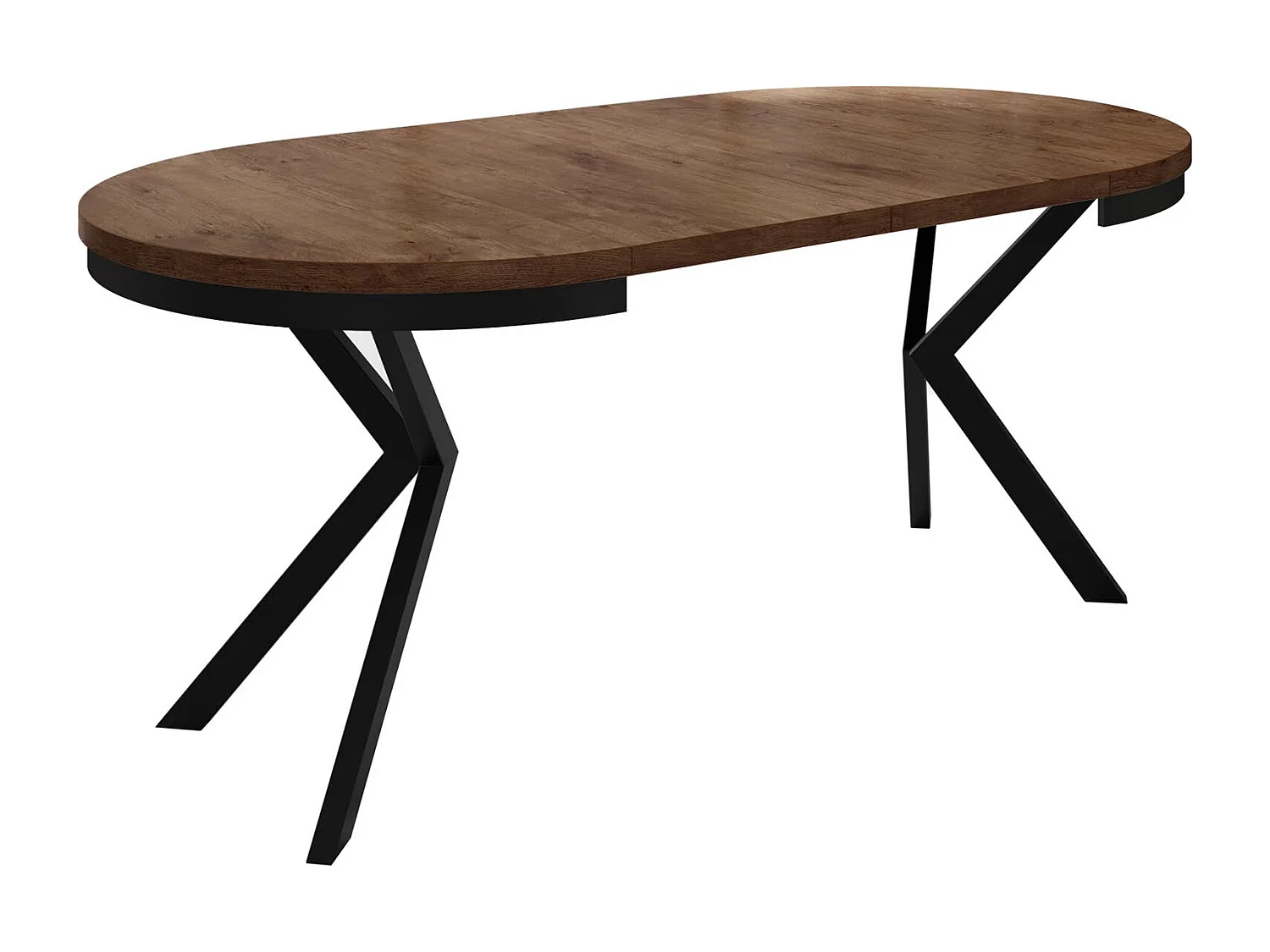 Runder Ausziehbarer Esstisch - Loft Style Tisch mit Metallbeinen - 120 bis 200 cm - Industrieller Tisch für Wohnzimmer - Kompakt - 120 cm - Lefkas Eiche