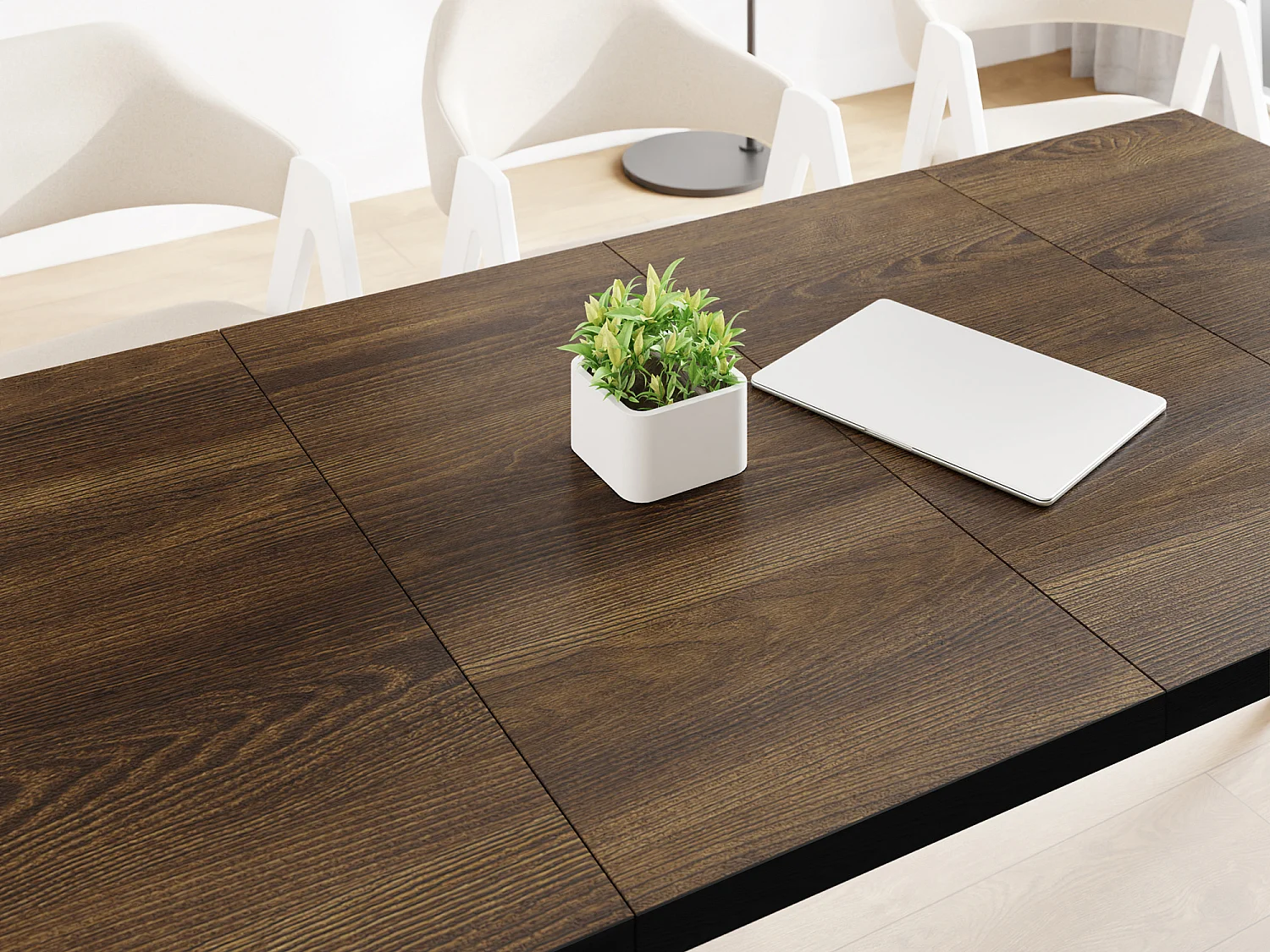 Quadratischer Ausziehbarer Esstisch Quadro 100-200 cm - Industrial Esszimmertisch mit Schwarzen Holzbeinen für 4-8 Personen - Loft-Stil Tisch - Arvadonna Chestnut