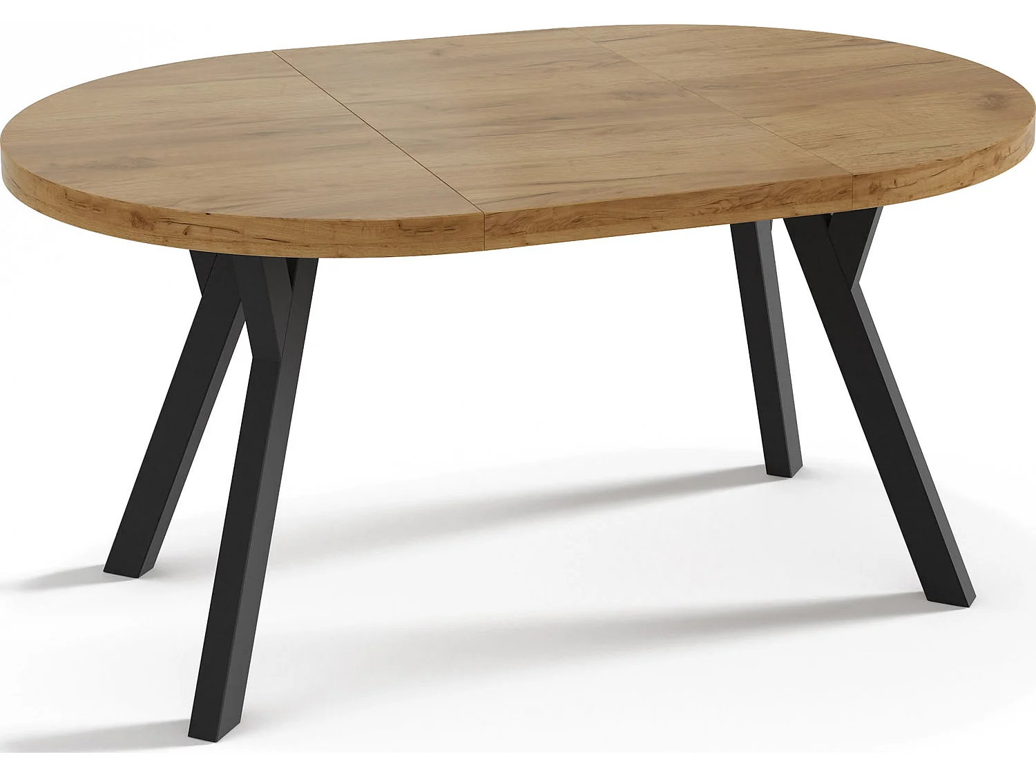 Designer Runder Ausziehbarer Esstisch - Loft-Stil, Platzsparend - Schwarze Beine - 100 bis 200 cm - für 5-10 Personen - Hergestellt in EU - Wotan Eiche - 200 cm