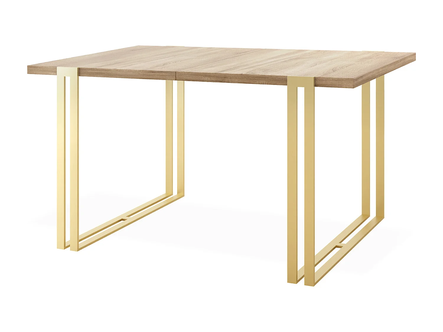 Ausziehbarer Esstisch - Großer Tisch im Loft-Stil mit Golden Metallbeinen 160 bis 260 cm - Industrietisch für das Wohnzimmer - Sonoma Eiche - 160 x 90 cm