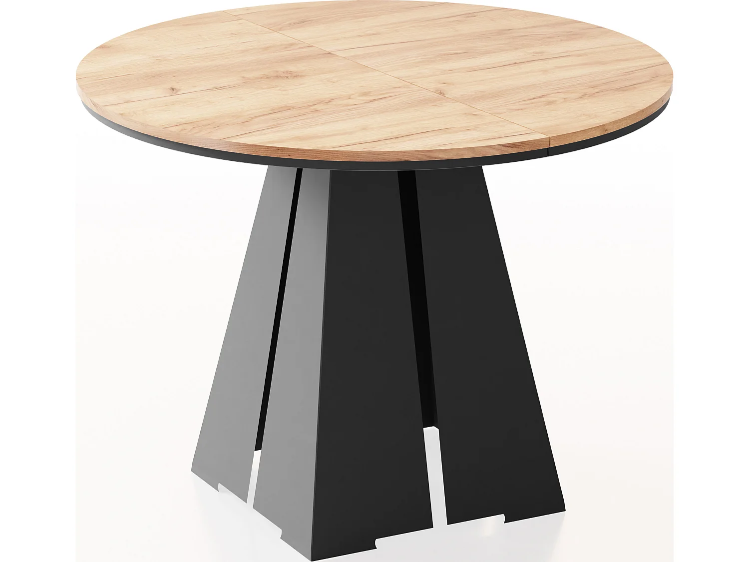 Runder Ausziehbarer Esstisch mit Schwarzem Metallgestell - Moderner Industrieller Tisch für Esszimmer oder Küche - 120 cm bis 200 cm - Made in EU - Craft Eiche