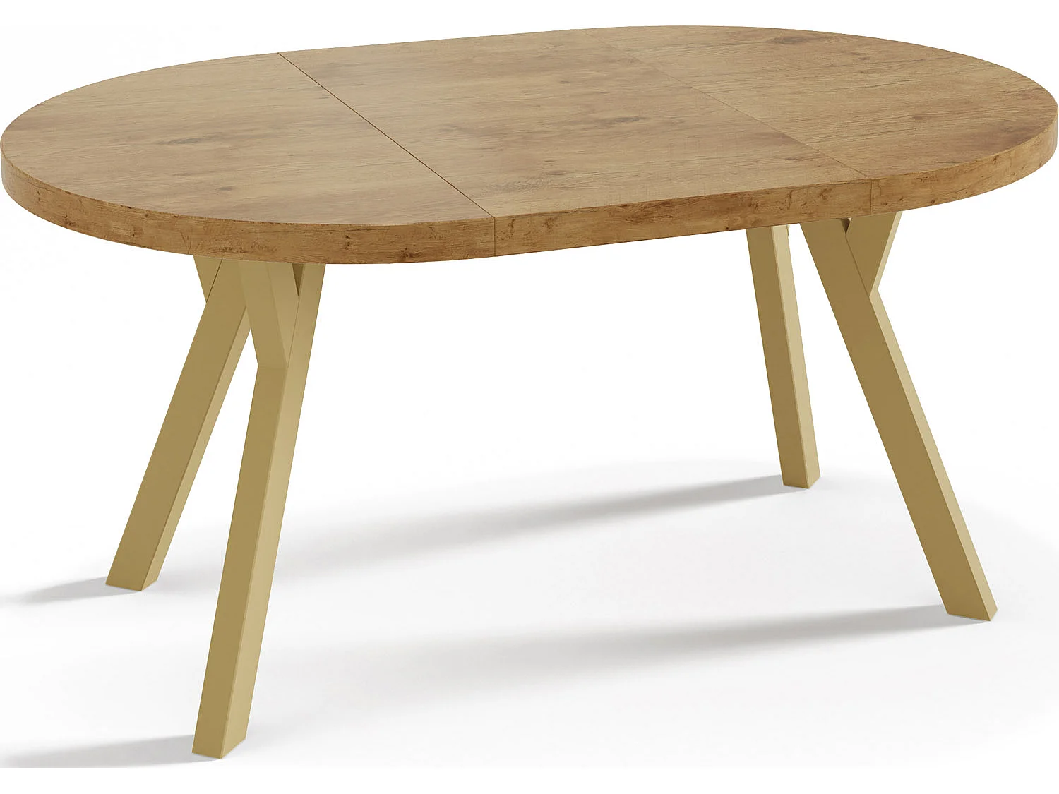 Designer Runder Ausziehbarer Esstisch - Loft-Stil, Platzsparend - Goldene Beine - 100 bis 200 cm - für 6-8 Personen - Hergestellt in EU - Lancelot Eiche - 200 cm