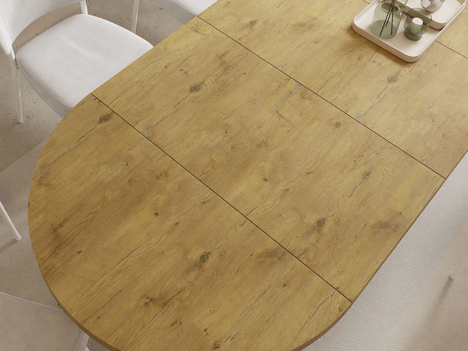 Runder Ausziehbarer Esstisch - Loft Style Tisch mit Metallbeinen - 100 bis 180 cm - Industrieller Tisch für Wohnzimmer - Spacesaver - Lancelot Eiche - 100 cm