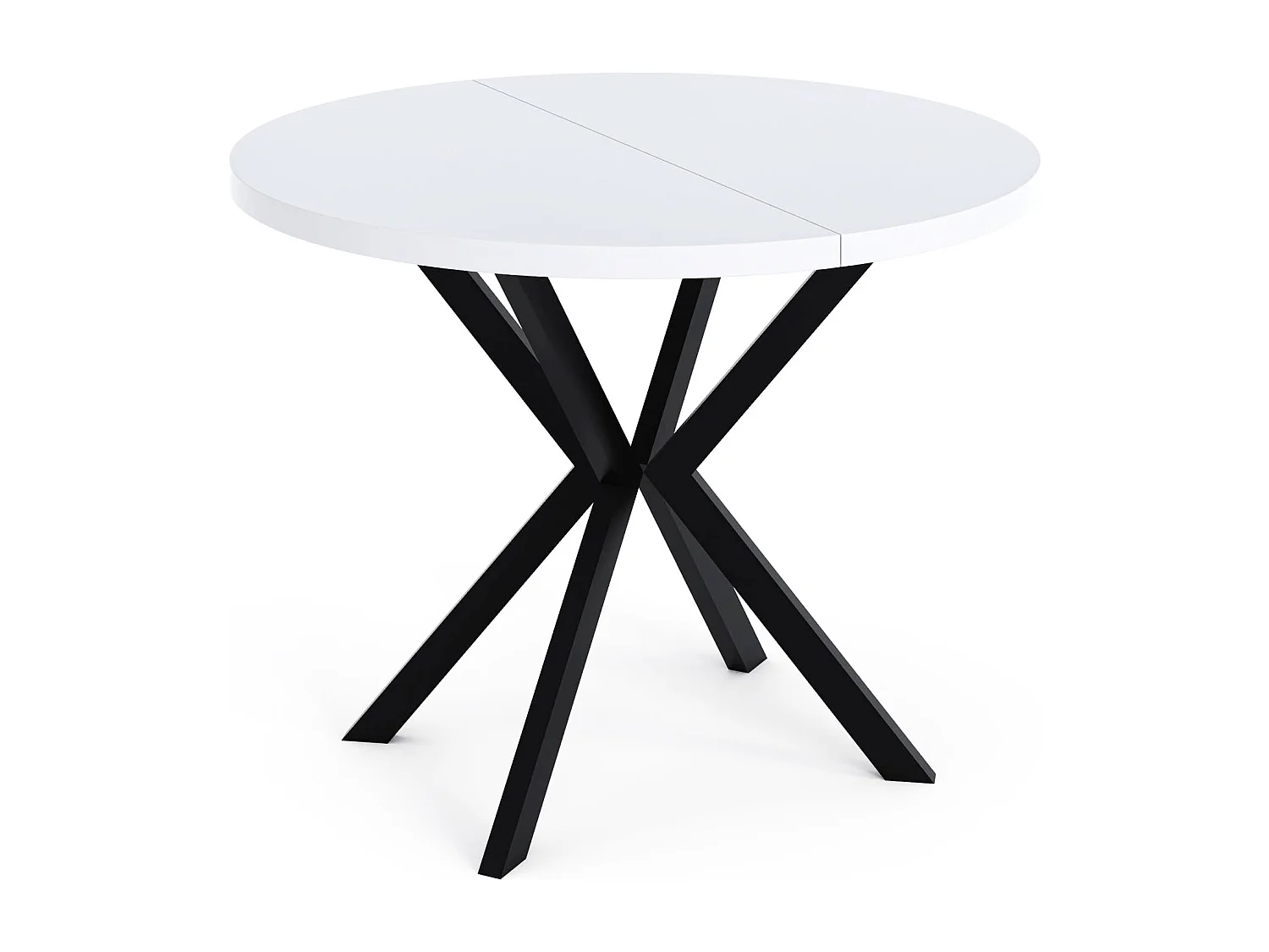 Runder Ausziehbarer Esstisch - Loft Style Tisch mit Metallbeinen - 100 bis 180 cm - Industrieller Tisch für Wohnzimmer - Spacesaver - Weiß - 100 cm