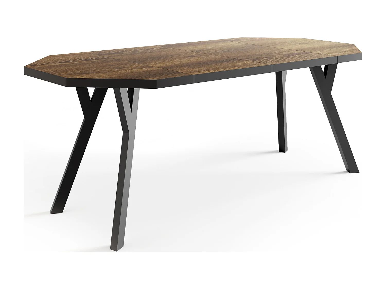 Moderner Runder Ausziehbarer Esstisch Desmond mit Schwarz Holzbeinen – Erweiterbar bis 200 cm, Ideal für 4 bis 8 Personen - Loft-Stil Tisch - Arvadonna Chestnut