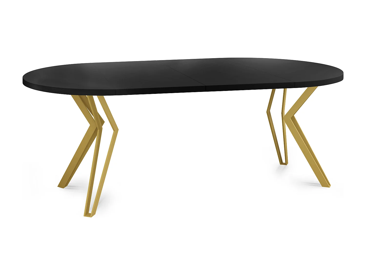 Runder Tisch für das Esszimmer - 100 oder 120 cm Durchmesser - Ausziehbarer Tisch mit Pulverbeschichteten Goldenen Metallbeinen - 100 cm - Schwarz