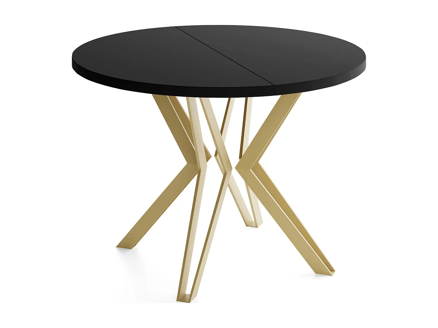 Runder Tisch für das Esszimmer - 100 oder 120 cm Durchmesser - Ausziehbarer Tisch mit Pulverbeschichteten Goldenen Metallbeinen - 100 cm - Schwarz