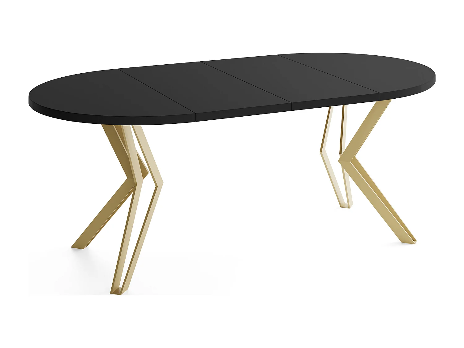 Runder Tisch für das Esszimmer - 100 oder 120 cm Durchmesser - Ausziehbarer Tisch mit Pulverbeschichteten Goldenen Metallbeinen - 100 cm - Schwarz