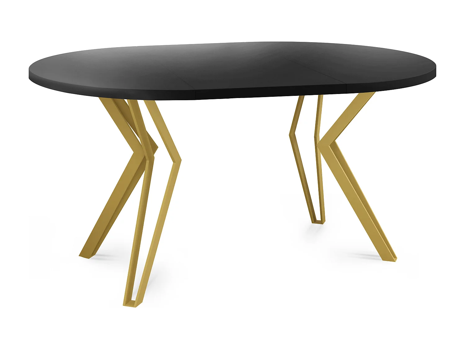 Runder Tisch für das Esszimmer - 100 oder 120 cm Durchmesser - Ausziehbarer Tisch mit Pulverbeschichteten Goldenen Metallbeinen - 100 cm - Schwarz