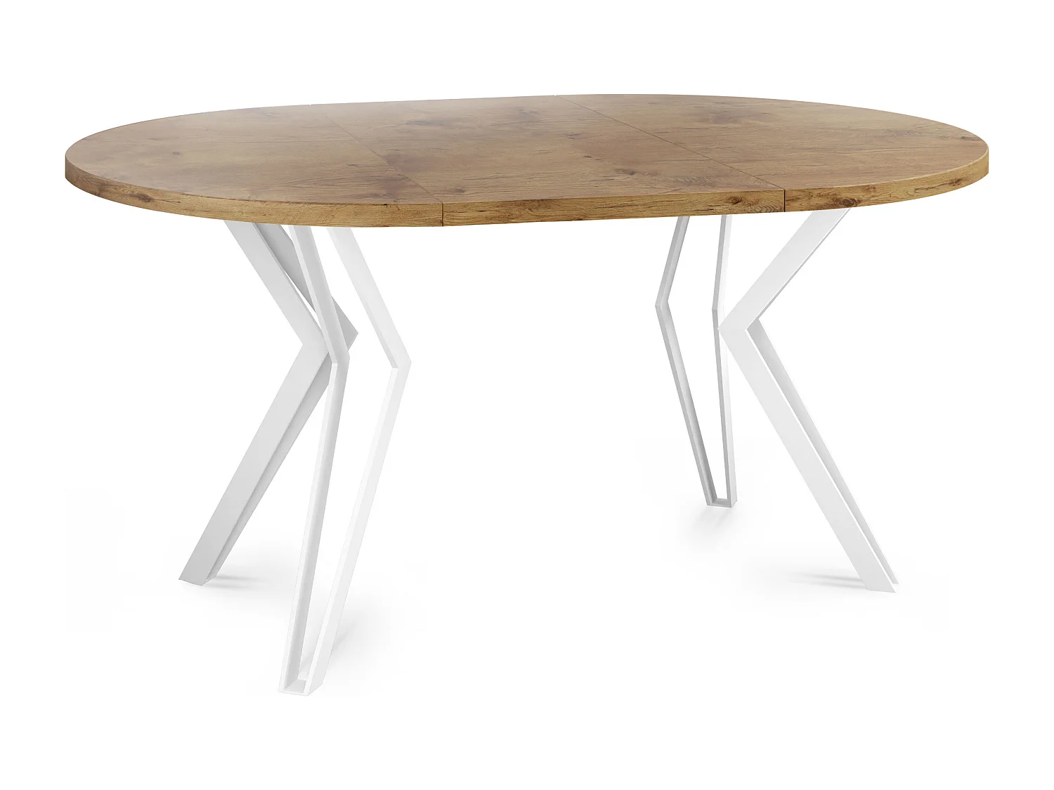 Runder Tisch für das Esszimmer - 100 oder 120 cm Durchmesser - Ausziehbarer Tisch mit Pulverbeschichteten Weißen Metallbeinen - 120 cm - Lancelot Eiche