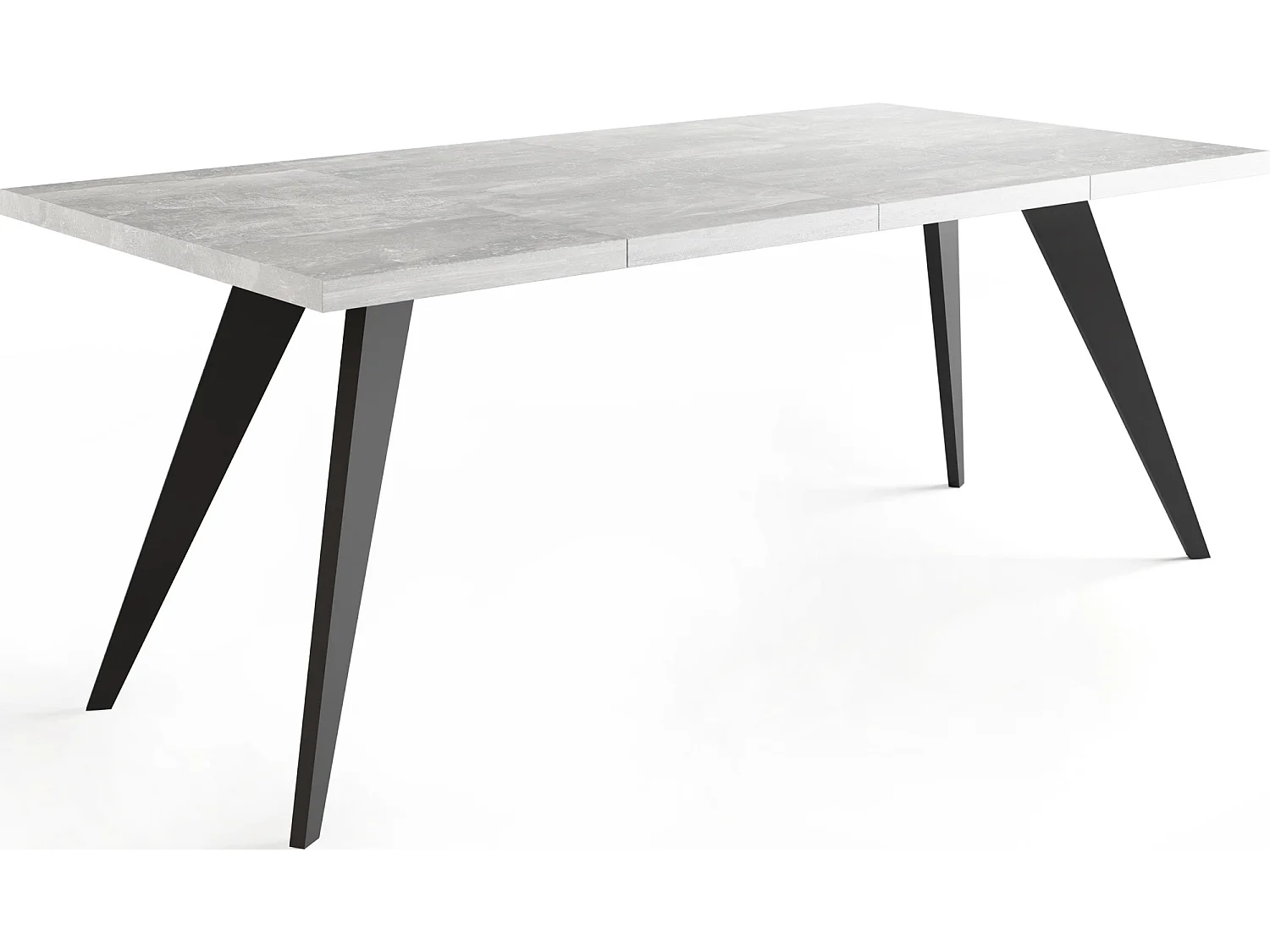 Quadratischer Ausziehbarer Esstisch Quadro 100-200 cm - Industrial Esszimmertisch mit Schwarzen Holzbeinen für 4-8 Personen - Loft-Stil Küchentisch - Grauer Beton