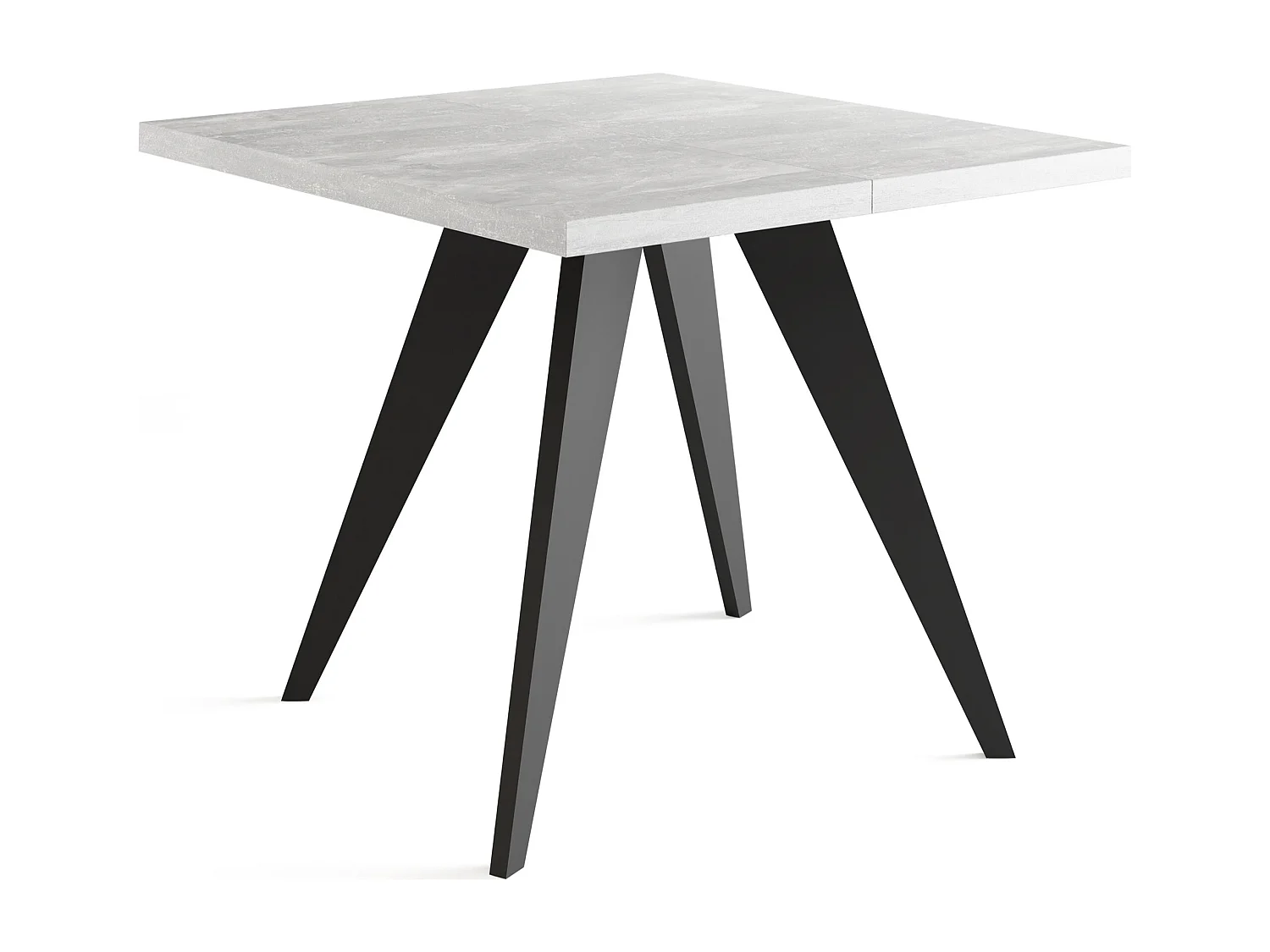 Quadratischer Ausziehbarer Esstisch Quadro 100-200 cm - Industrial Esszimmertisch mit Schwarzen Holzbeinen für 4-8 Personen - Loft-Stil Küchentisch - Grauer Beton