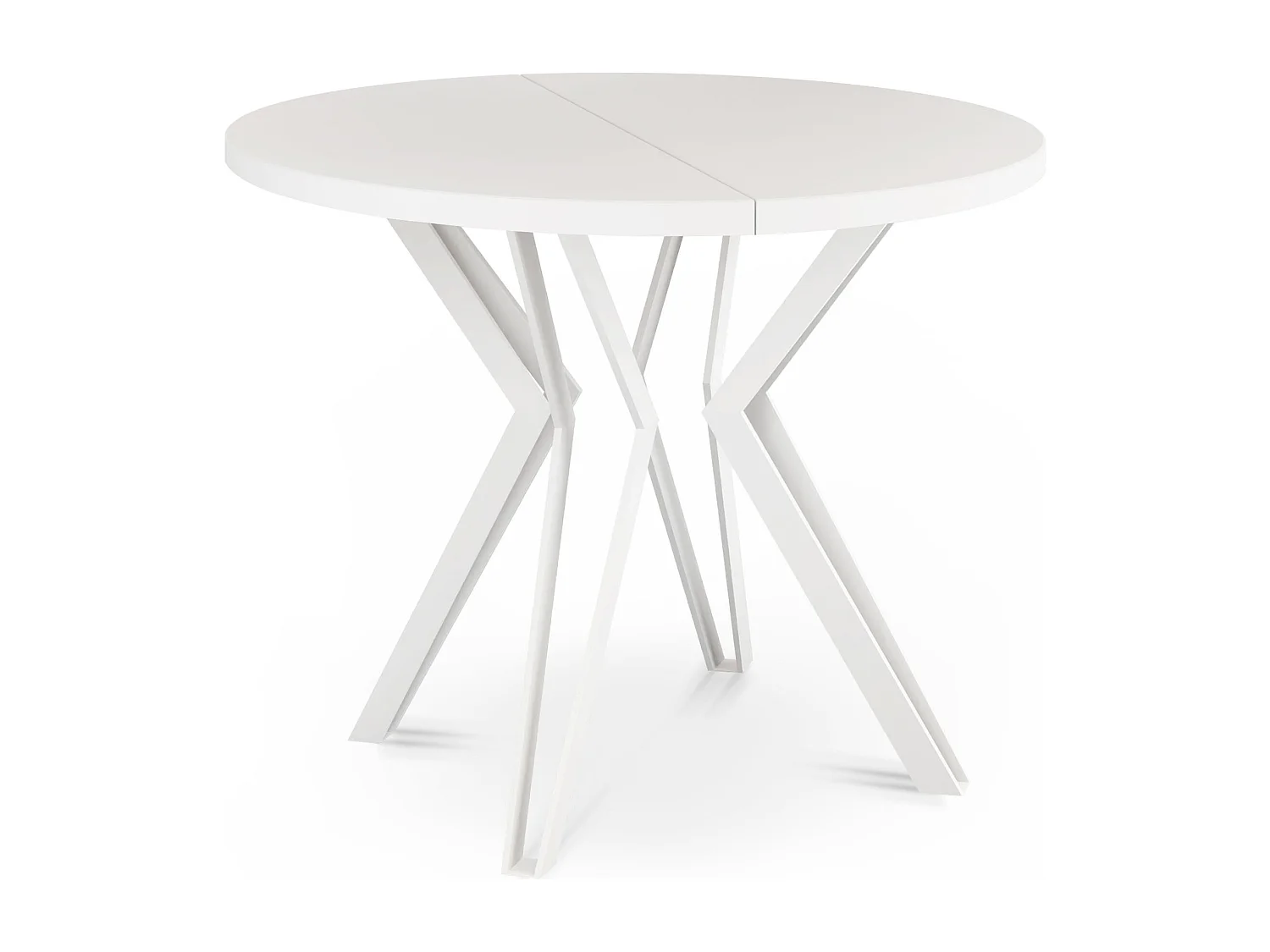 Runder Tisch für das Esszimmer - 100 oder 120 cm Durchmesser - Ausziehbarer Tisch mit Pulverbeschichteten Weißen Metallbeinen - 120 cm - Weiß