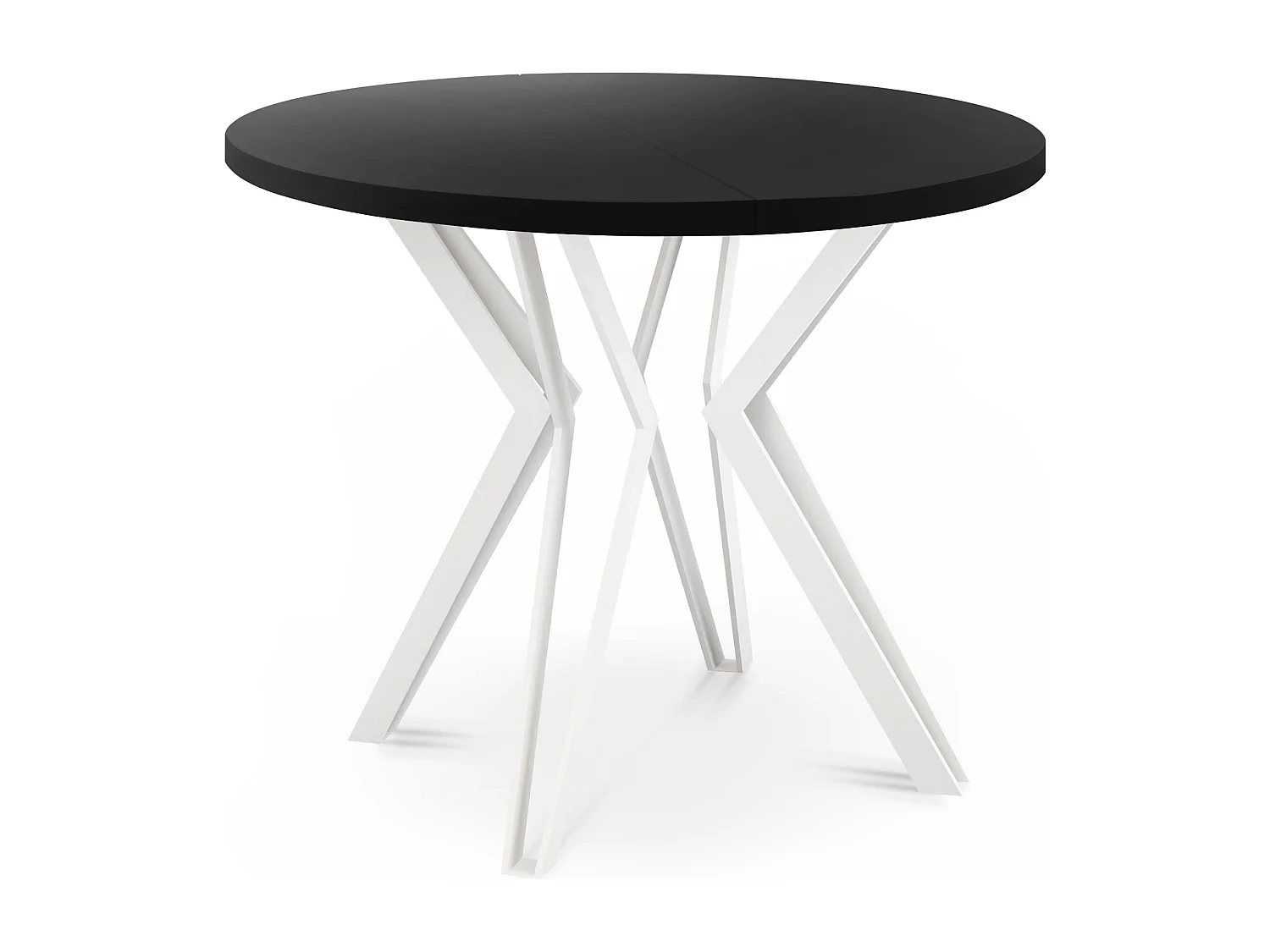 Runder Tisch für das Esszimmer - 100 oder 120 cm Durchmesser - Ausziehbarer Tisch mit Pulverbeschichteten Weißen Metallbeinen - 100 cm - Schwarz