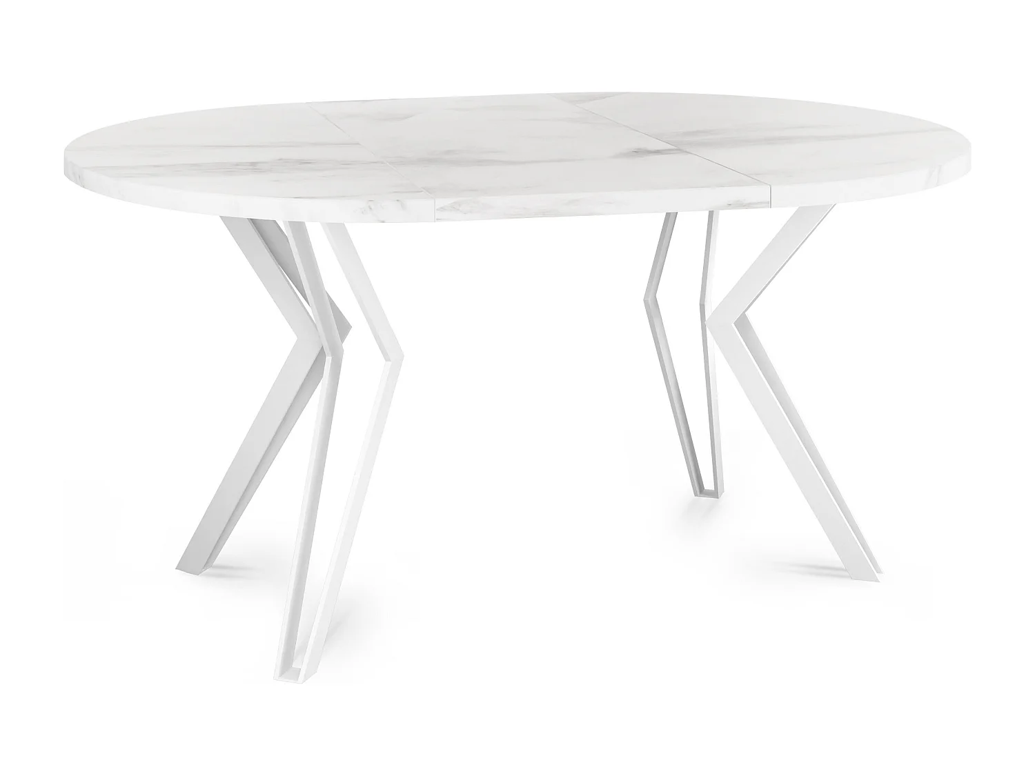 Runder Tisch für das Esszimmer - 100 oder 120 cm Durchmesser - Ausziehbarer Tisch mit Pulverbeschichteten Weißen Metallbeinen - 120 cm - Marmor Weiß