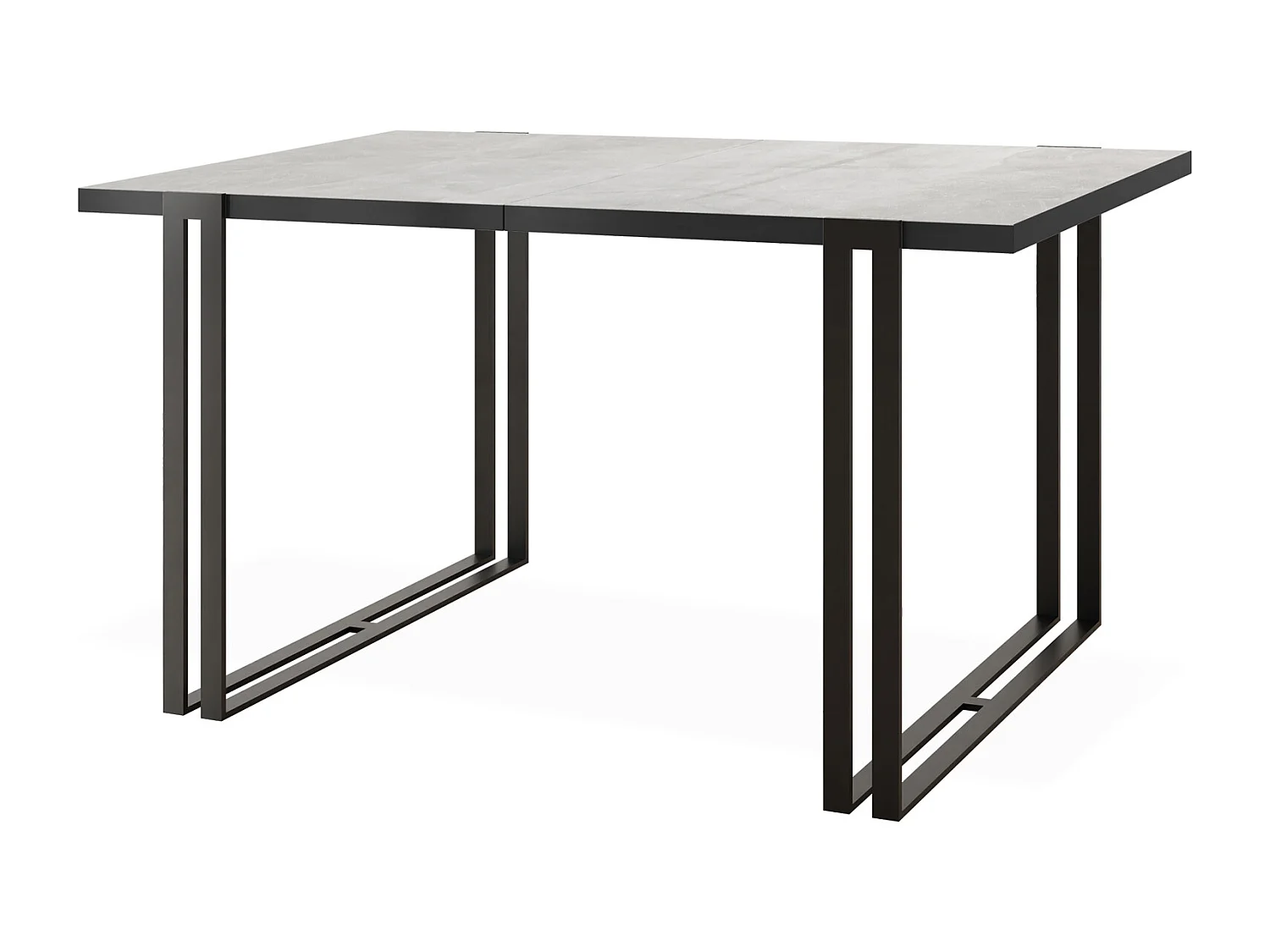 Ausziehbarer Esstisch mit Tischrand schwarzes Dekor - Großer Tisch im Loft-Stil mit Schwarzen Metallbeinen 140 bis 240 cm - 140 x 80 cm - Beton Grau