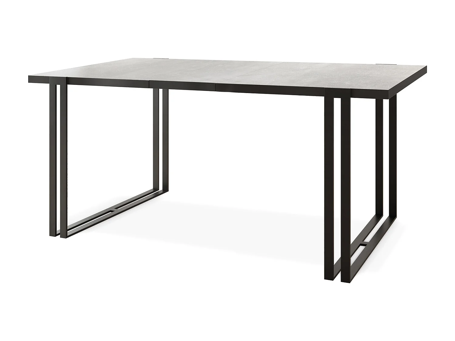 Ausziehbarer Esstisch mit Tischrand schwarzes Dekor - Großer Tisch im Loft-Stil mit Schwarzen Metallbeinen 140 bis 240 cm - 140 x 80 cm - Beton Grau