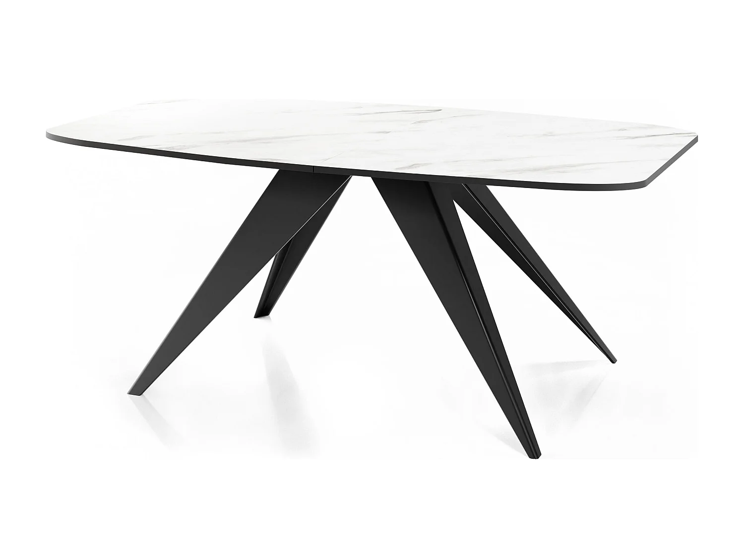 Ausziehbarer Esstisch im Loft-Stil - Industrieller Tisch mit Schwarzen Metallbeinen - Modernes Design für Wohnzimmer - 160 cm Ausziehbar auf 200 cm - Marmor Weiß