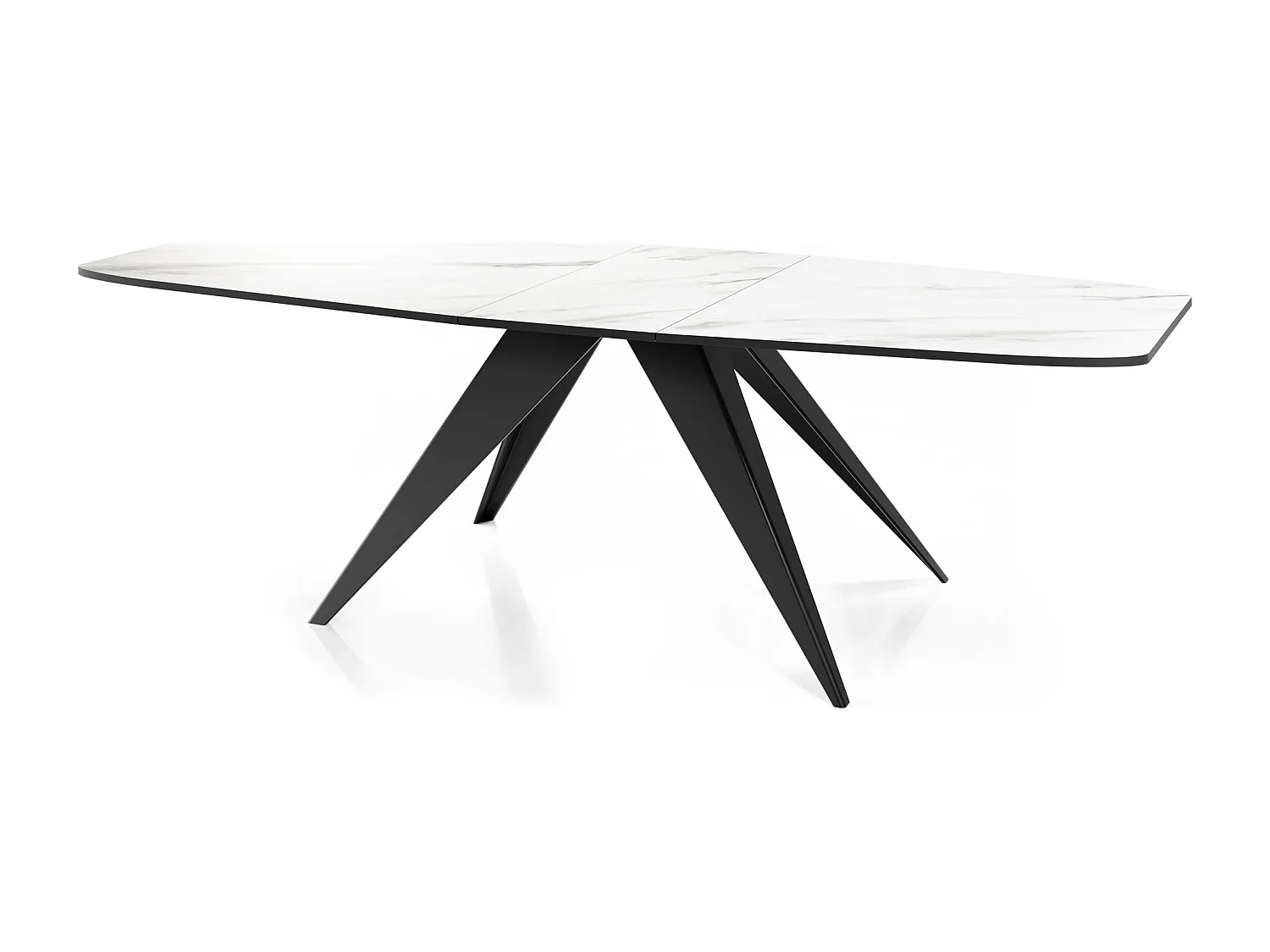 Ausziehbarer Esstisch im Loft-Stil - Industrieller Tisch mit Schwarzen Metallbeinen - Modernes Design für Wohnzimmer - 160 cm Ausziehbar auf 200 cm - Marmor Weiß