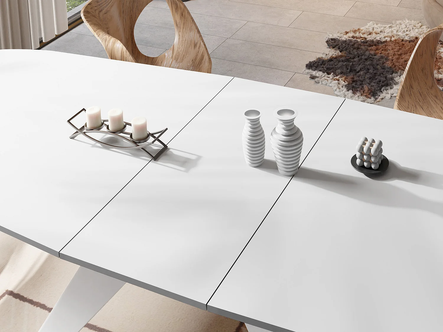 Ausziehbarer Esstisch im Loft-Stil - Industrieller Tisch mit Weißen Metallbeinen - Modernes Design für Wohnzimmer - 180 cm Ausziehbar auf 220 cm - Weiß