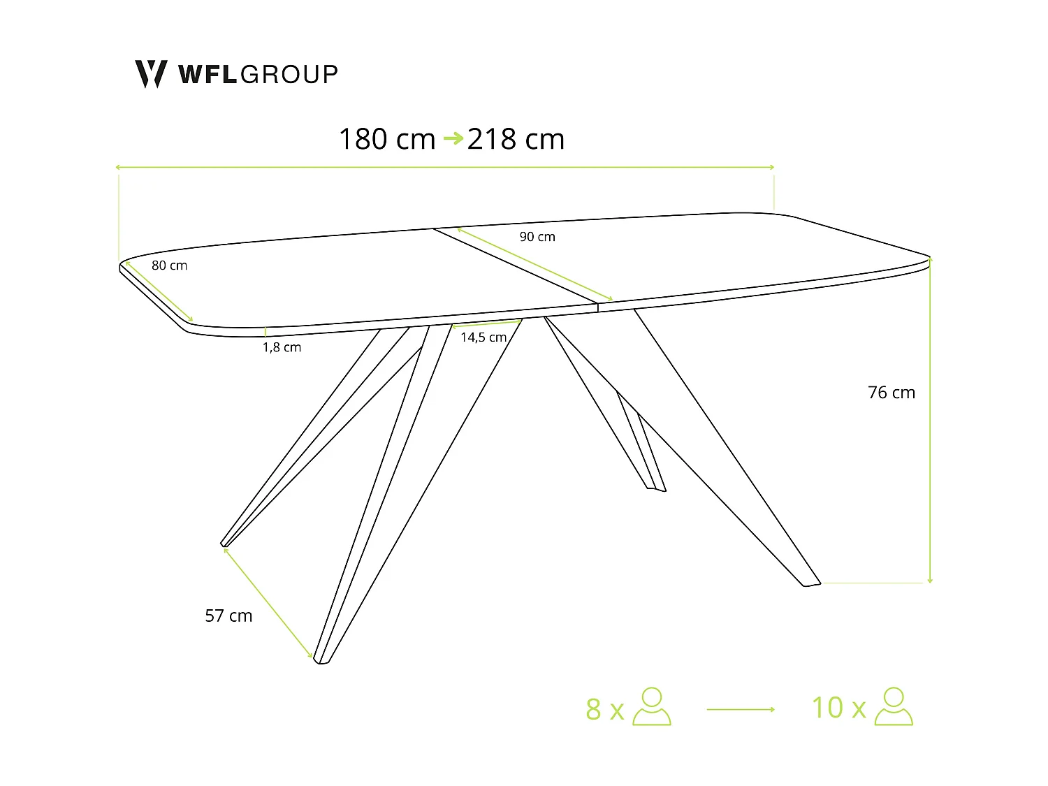 Ausziehbarer Esstisch im Loft-Stil - Industrieller Tisch mit Weißen Metallbeinen - Modernes Design für Wohnzimmer - 180 cm Ausziehbar auf 220 cm - Weiß