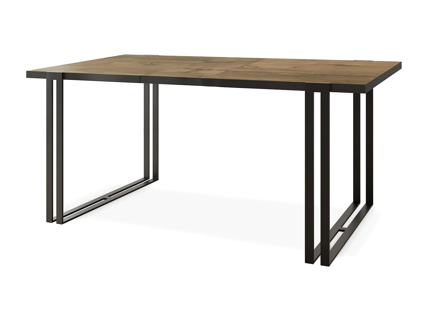 Ausziehbarer Esstisch mit Tischrand schwarzes Dekor - Großer Tisch im Loft-Stil mit Schwarzen Metallbeinen 160 bis 260 cm - 160 x 90 cm - Lefkas Eiche