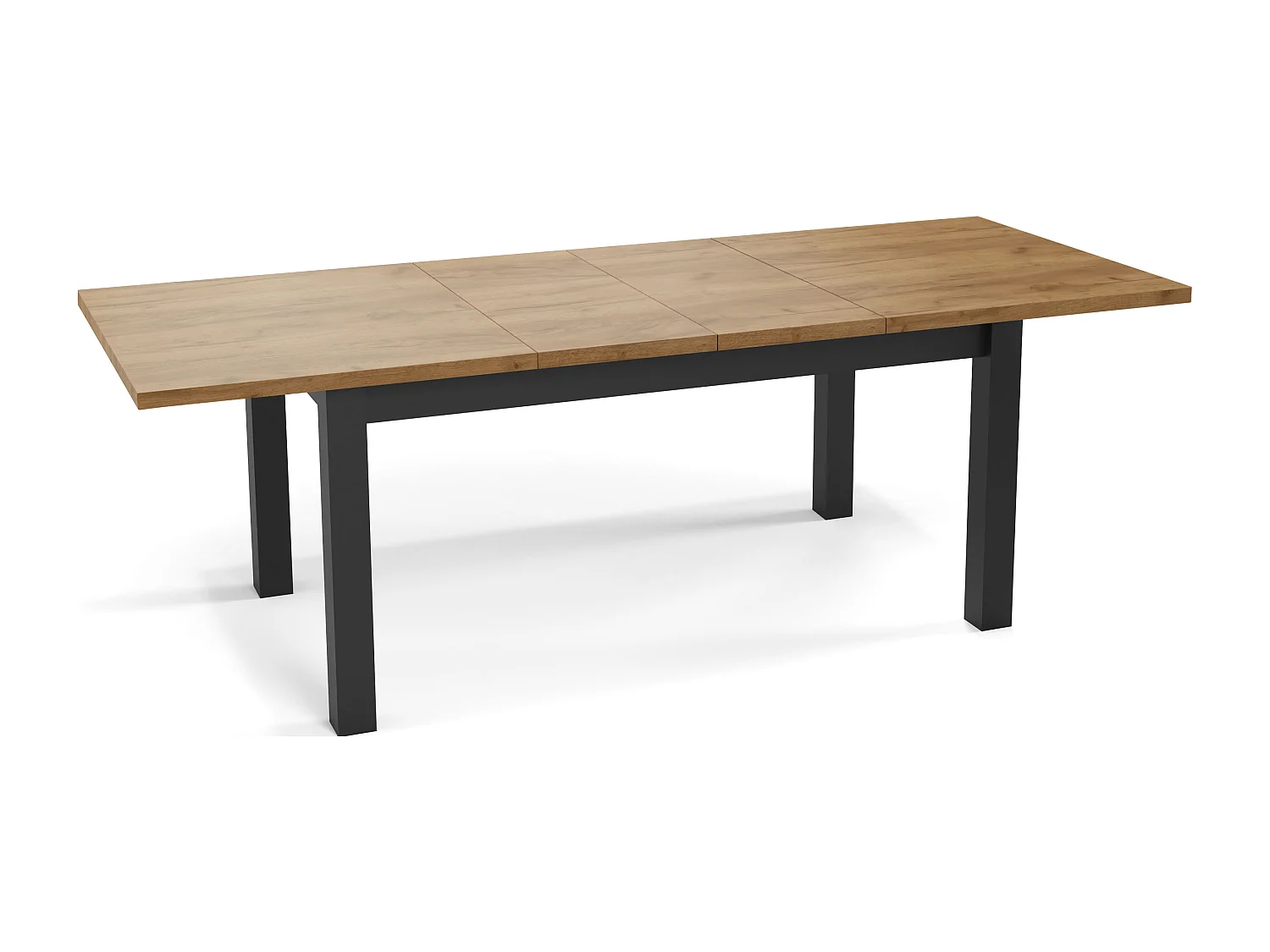 Moderner Rechteckiger Ausziehbarer Esstisch - Platzsparend - Schwarze Holzbeine - 160 bis 240 cm - Hergestellt in EU - 160 x 90 cm - Wotan Eiche