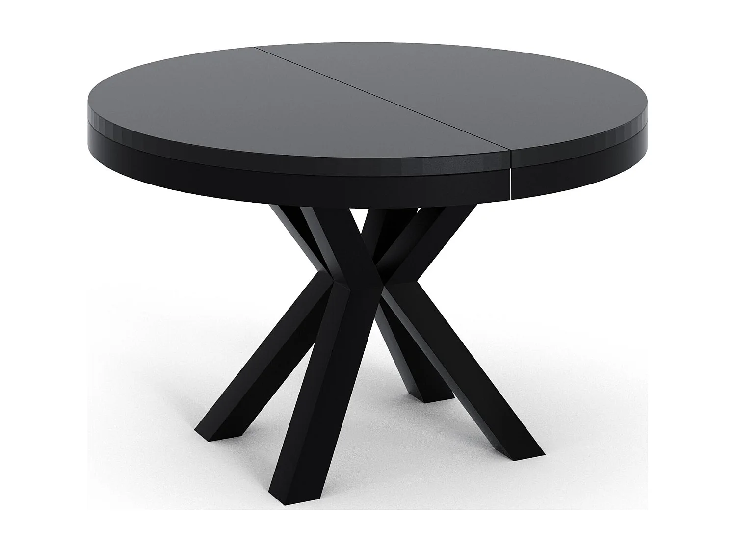 Runder Ausziehbarer Esstisch im Loft-Stil - Industrieller Tisch mit Schwarzen Metallbeinen - Platzsparender Tisch für Wohnzimmer - Schwarz - 100 bis 180 cm