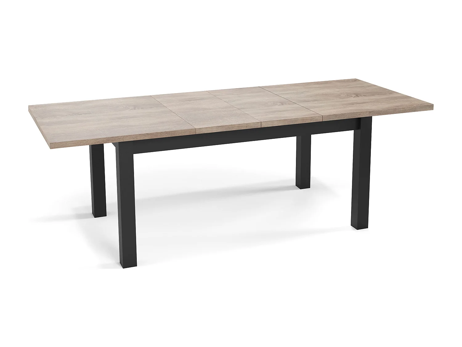 Moderner Rechteckiger Ausziehbarer Esstisch - Platzsparend - Schwarze Holzbeine - 160 bis 240 cm - Hergestellt in EU - 160 x 90 cm - Sonoma Eiche