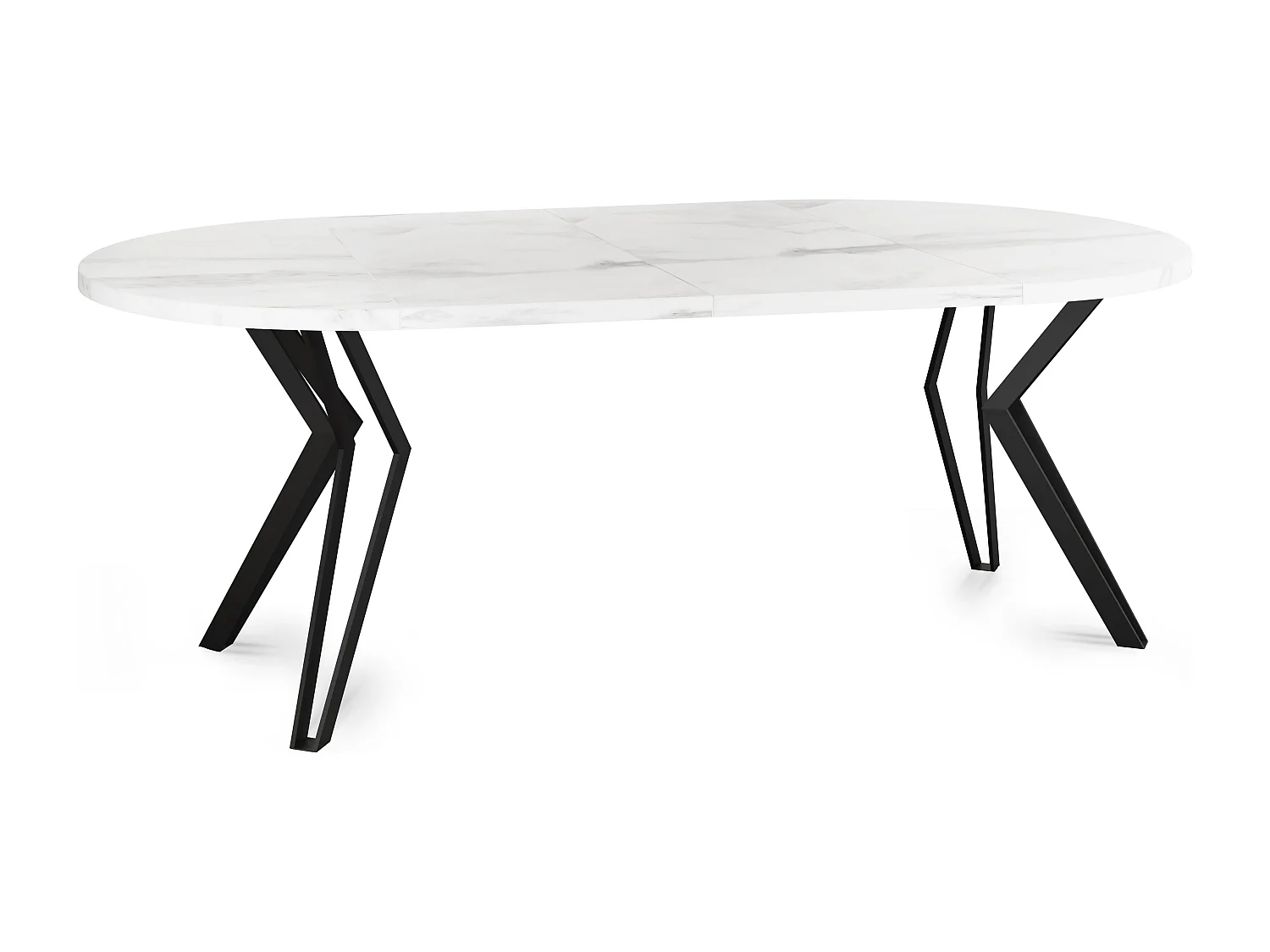 Runder Tisch für das Esszimmer - 100 oder 120 cm Durchmesser - Ausziehbarer Tisch mit Pulverbeschichteten Schwarzen Metallbeinen - 120 cm - Marmor Weiß