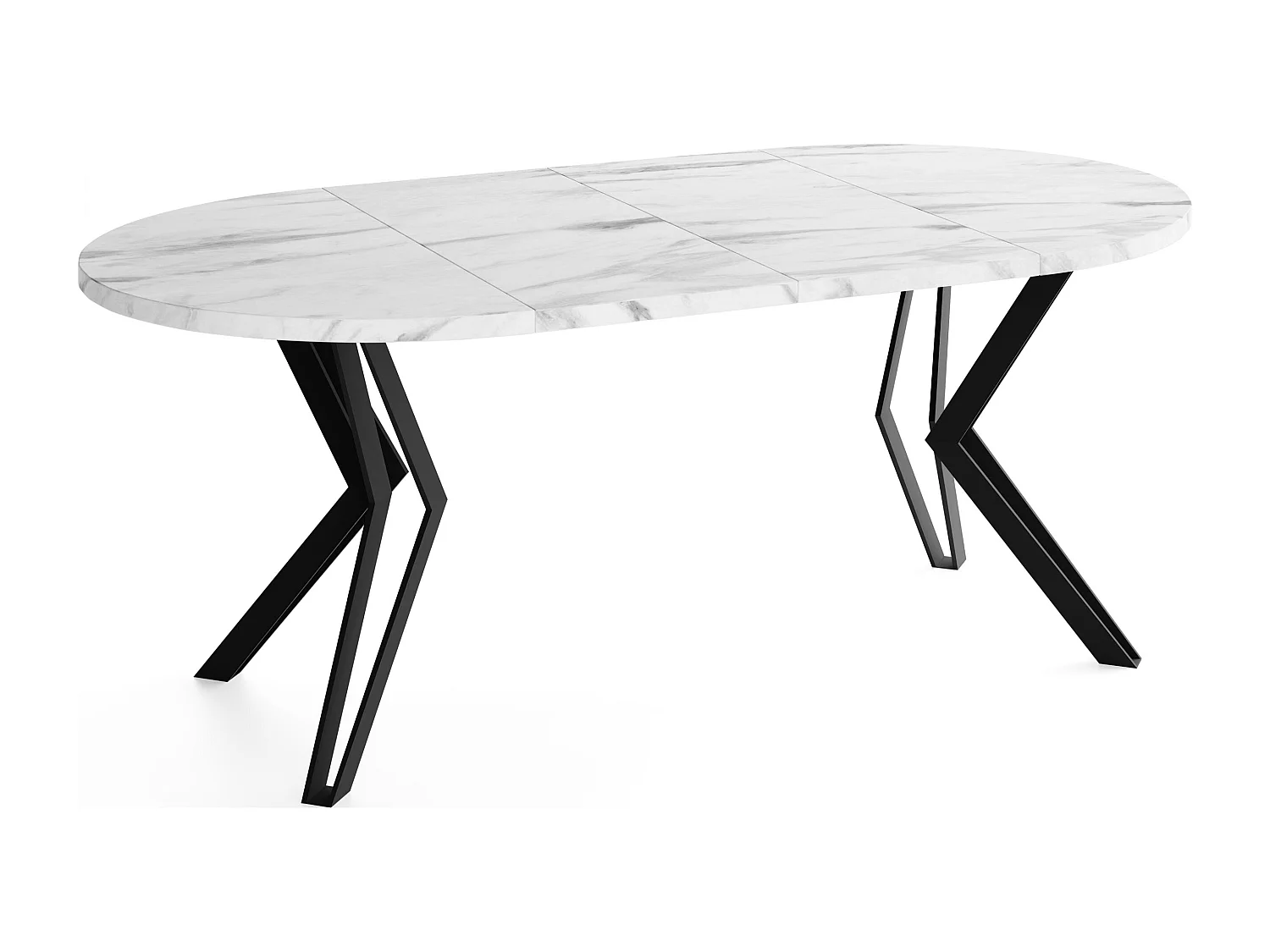 Runder Tisch für das Esszimmer - 100 oder 120 cm Durchmesser - Ausziehbarer Tisch mit Pulverbeschichteten Schwarzen Metallbeinen - 120 cm - Marmor Weiß