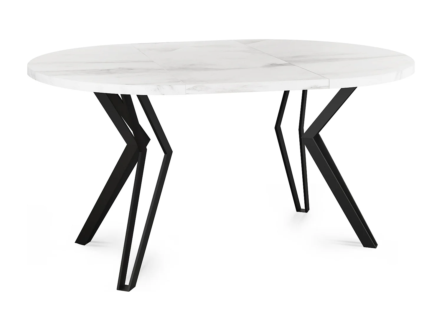 Runder Tisch für das Esszimmer - 100 oder 120 cm Durchmesser - Ausziehbarer Tisch mit Pulverbeschichteten Schwarzen Metallbeinen - 120 cm - Marmor Weiß