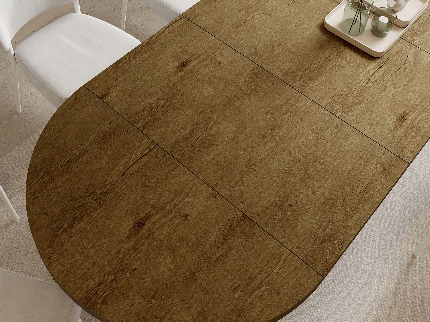 Runder Ausziehbarer Esstisch - Loft Style Tisch mit Metallbeinen - 120 bis 200 cm - Industrieller Tisch für Wohnzimmer - Spacesaver - Lefkas Eiche - 120 cm