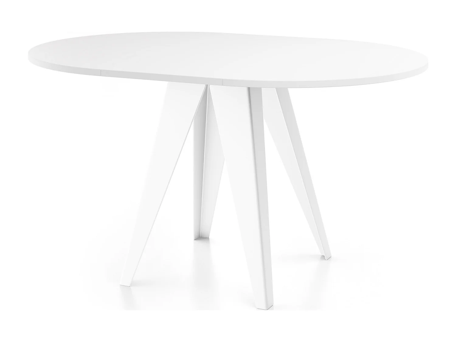 Esstisch Glory Weiß im Industriestil - Modern, Rund - Ausziehbar von 100 cm bis 140 cm, Pulverbeschichtete Metallbeine - Weiß