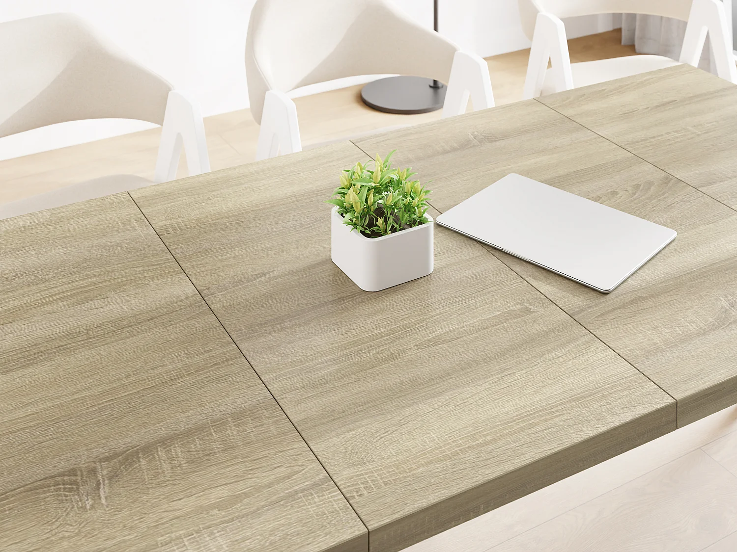 Quadratischer Ausziehbarer Esstisch Quadro 100-150 cm - Industrial Esszimmertisch mit Schwarzen Holzbeinen für 4-6 Personen - Loft-Stil Küchentisch - Sonoma Eiche