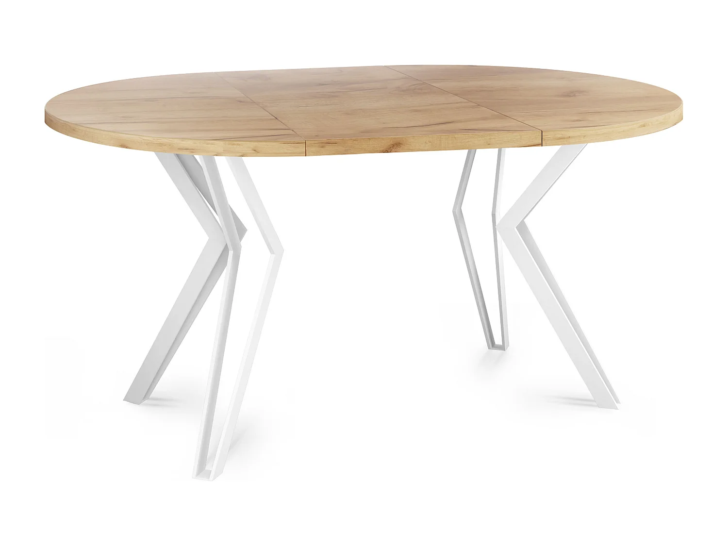 Runder Tisch für das Esszimmer - 100 oder 120 cm Durchmesser - Ausziehbarer Tisch mit Pulverbeschichteten Weißen Metallbeinen - 100 cm - Craft Eiche