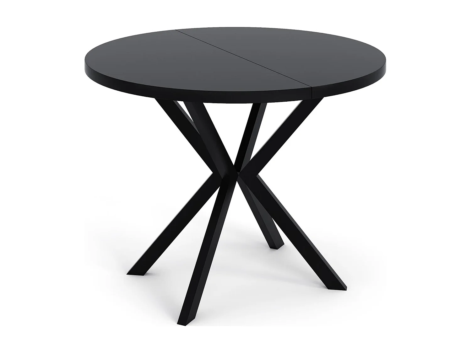 Runder Ausziehbarer Esstisch - Loft Style Tisch mit Metallbeinen - 100 bis 180 cm - Industrieller Tisch für Wohnzimmer - Spacesaver - Schwarz - 100 cm